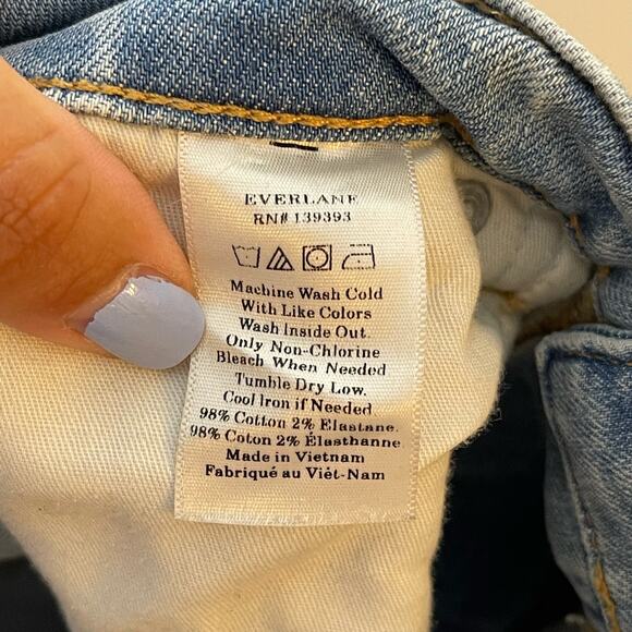Everlane Straight Leg Jeans Women's SZ 29 Blue Denim Mid Rise Frayed Hem Cropped - Picture 9 of 9